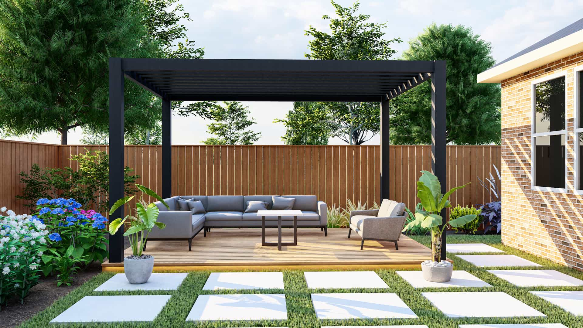 Louvered pergola designers Cornwall